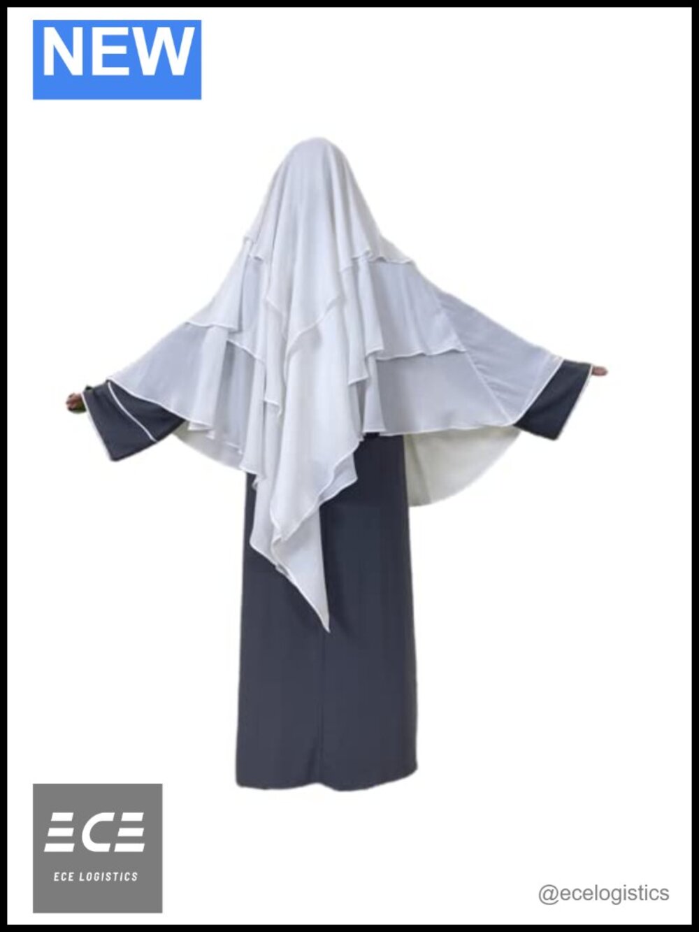 Chiffon 3 Layer Prayer Garment Long Khimar Hijab Scarf Wrap Abaya
